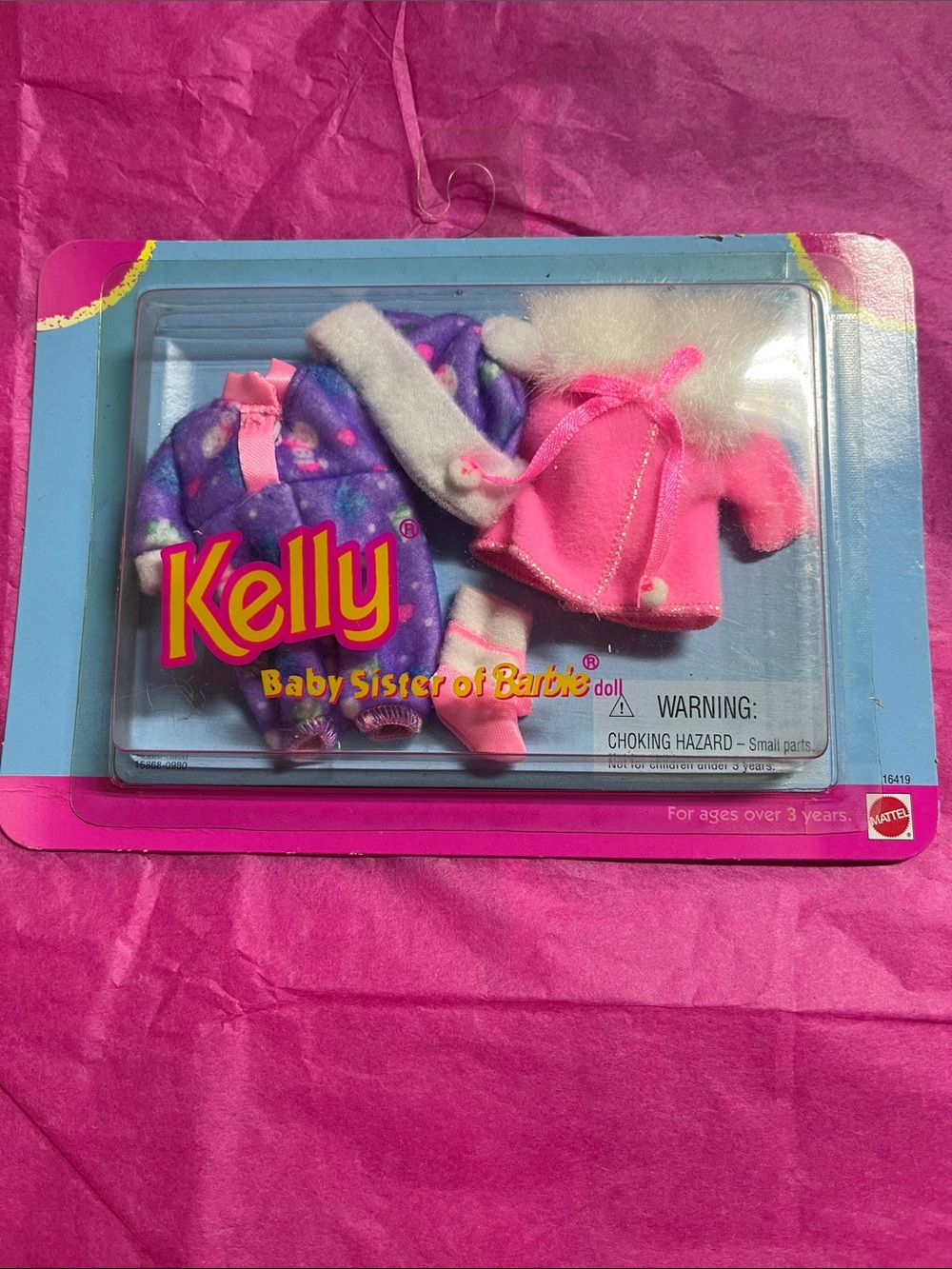 Mattel 1996 Kelly Baby Sister of Barbie - Pajamas & Winter Cloak